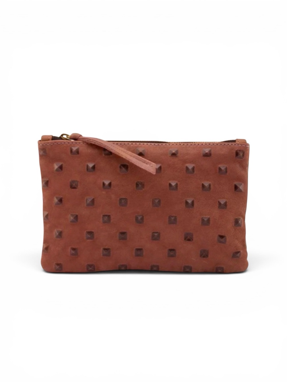 MOLLY G 'Rebel Mini' Leather Clutch in Cognac